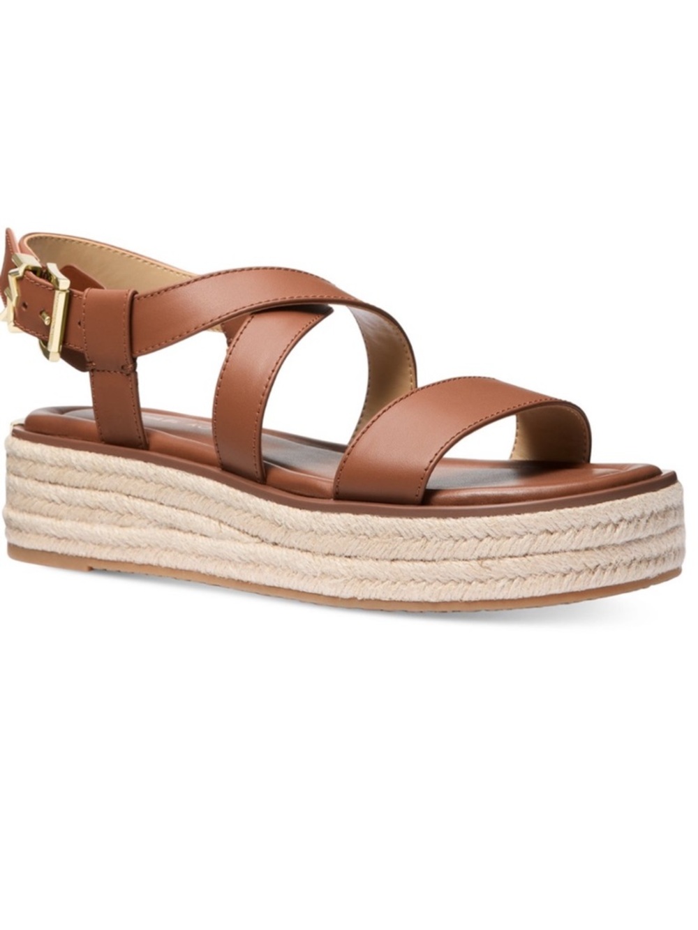 MICHAEL Lynn Leather Buckled Espadrille Sandals